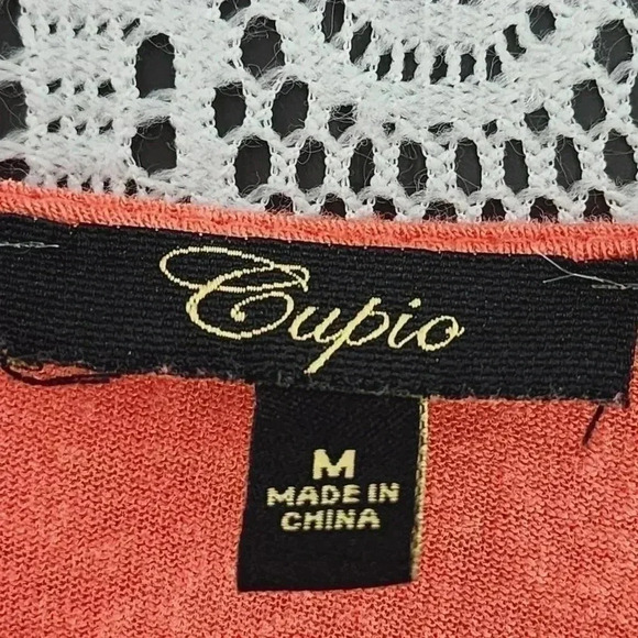 Cupio Linen blend open front cut out crochet women's sweater cardigan M - Picture 4 of 6